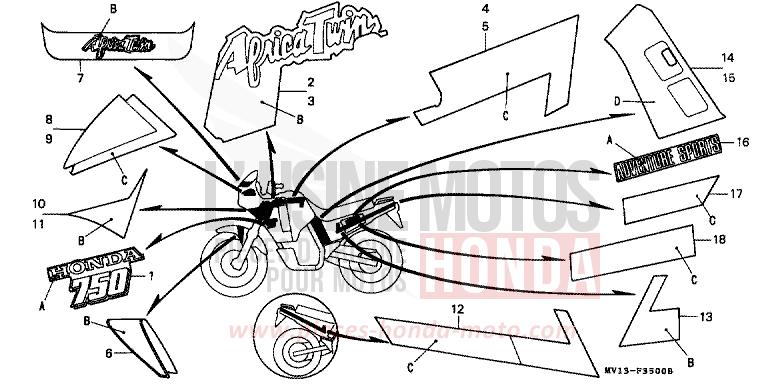STRIPE/MARK (XRV750L/M) for Africa Twin 750 SHASTA WHITE (NH138H) from 1991
